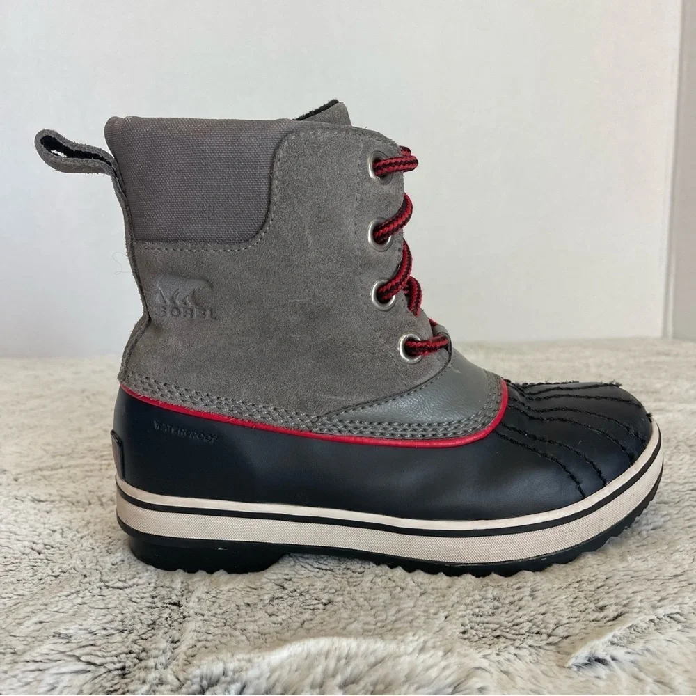 SOREL•Winter slimpack lace up black snow boots Little Kids Size 2